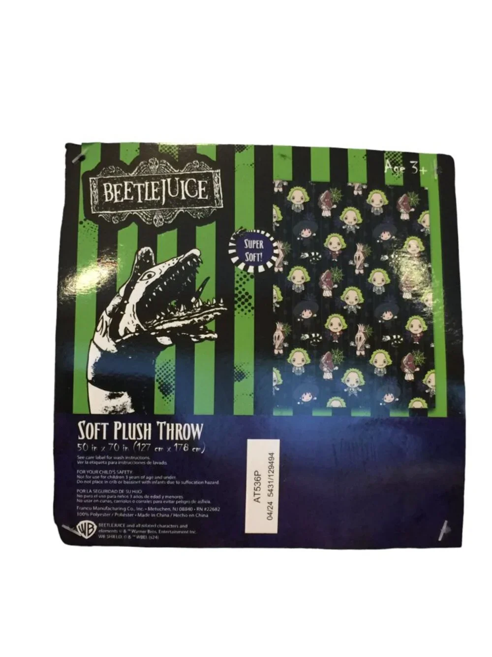 Beetlejuice Lydia Sandworm Adam Barbara Plush Throw 50